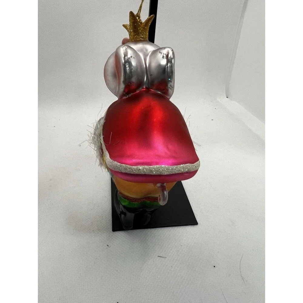 Glass Christmas ornament elephant with hat cape colorful approx 5